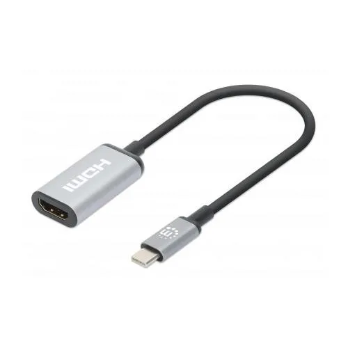 Manhattan USB-C to HDMI Cable 4K@60Hz 5 Gbps (USB 3.2 Gen1 aka USB 3.0) 15cm Black Male to Female Three Year Warranty