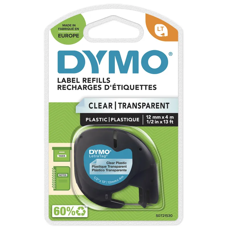 Dymo 12267/S0721530 DirectLabel-etikettes Polyester Transparent 12mm x