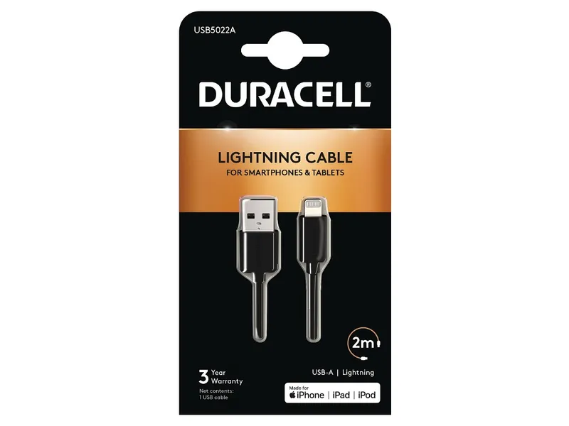 Duracell Sync/Charge Cable 2 Metre Black