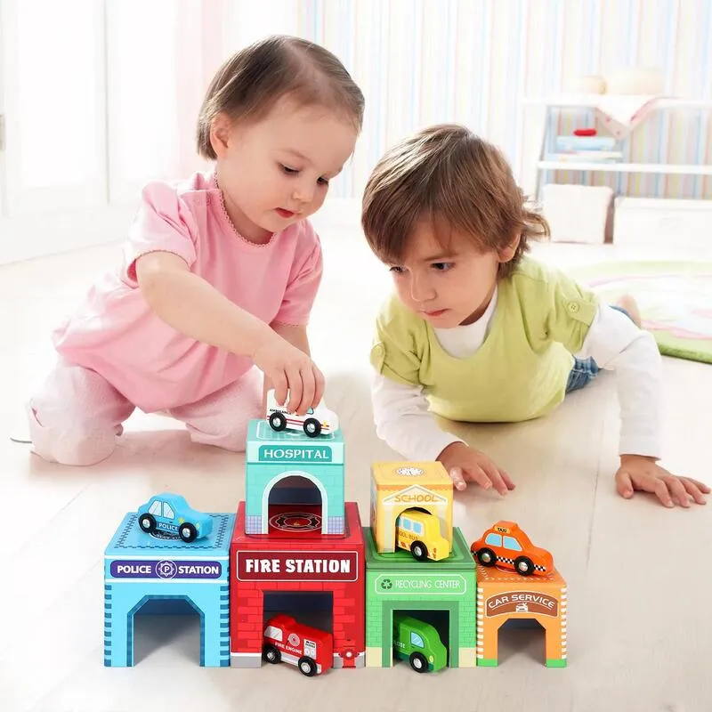 Soka Play Imagine Learn Stacking Cube With 6 Vehicles