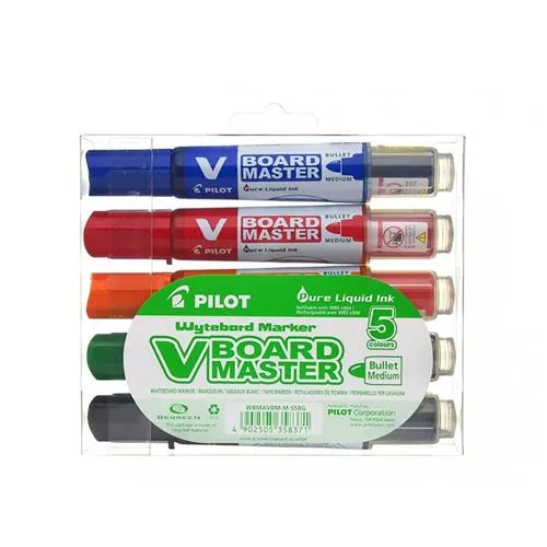 Pilot V-Board Master marker 5 pc(s) Bullet tip Black, Blue, Green, Orange, Red