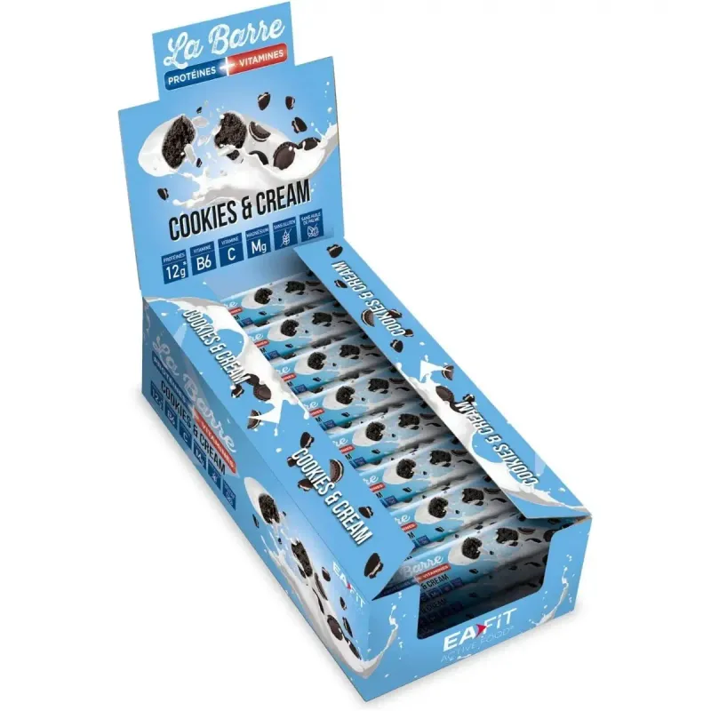 Barres de nutrition protéines et vitamines EA Fit Cookies & Cream