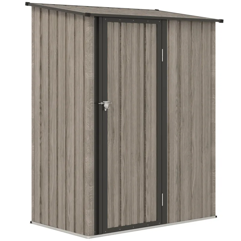 Outsunny Steel Garden Shed With Lockable Door - Light Grey
