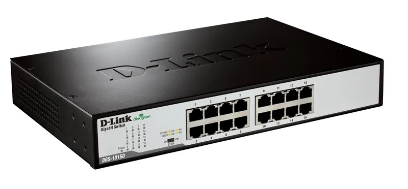 D-Link DGS-1016D/E network switch Unmanaged Black. Metallic