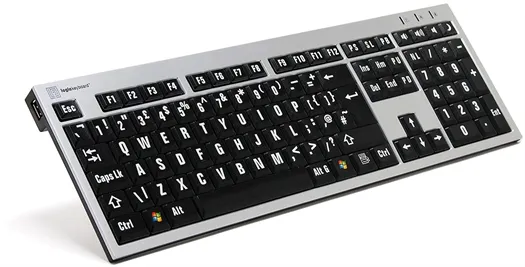 Logickeyboard LKB-LPRNTWB-AJPU-UK keyboard Office USB QWERTY US English Black White