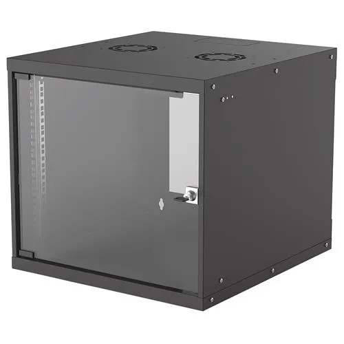 Intellinet 19" Network Cabinet - Wall Mount (Basic) 9U 560mm Deep Black Flatpack Max 50kg Usable Depth 500mm Glass Door 19" Rack Parts for wall installation (eg screws and rawl plugs) not included