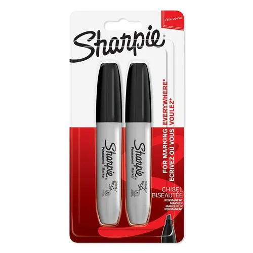 Sharpie Permanent Black Marker Pen - Pack of 2 - 1986195