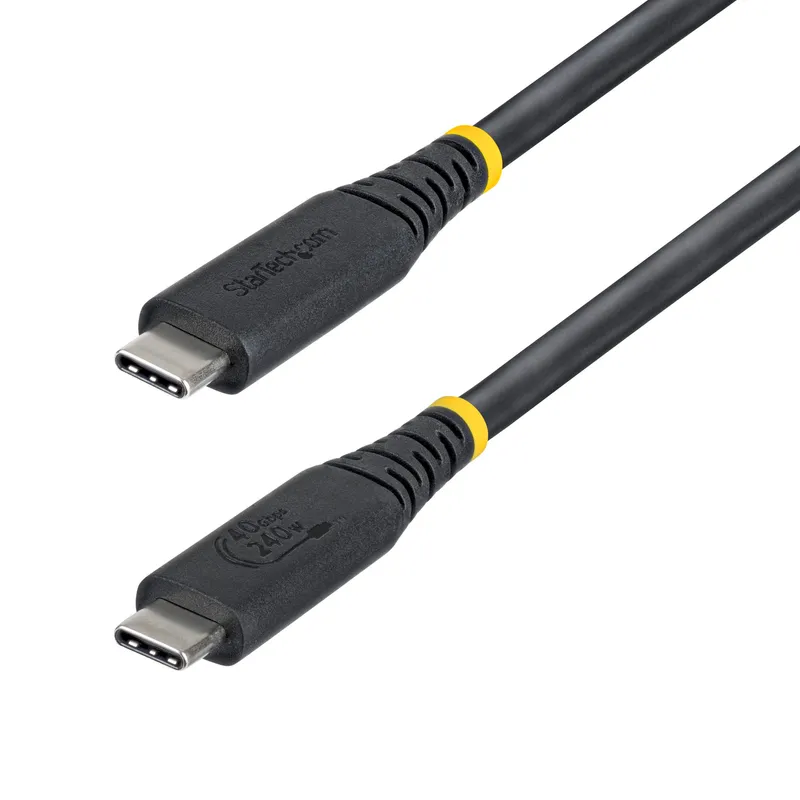 StarTech.com 1m (3ft) USB4 Cable, 40Gbps, USB-IF Certified USB-C Cable, 240W PD, 8K 60Hz/4K 240Hz DP2.1 DP40, TPE Jacket, Thunderbolt 4 Compatible - Black USB-C Cord