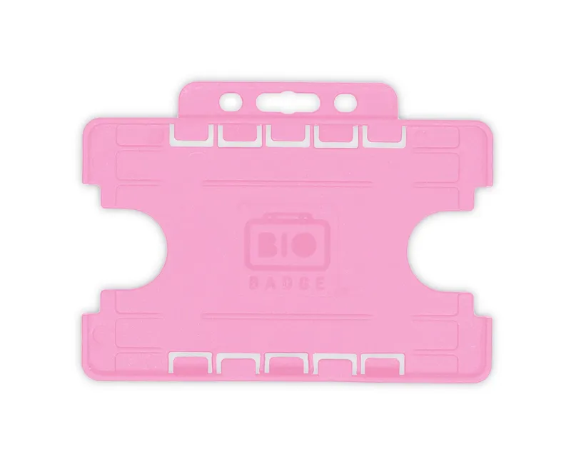 BioBadge Pink Dual-Sided Holders Landscape - Pack of 100