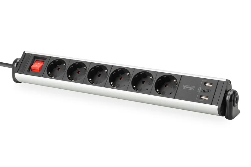 Digitus 6-way office power strip with 3x USB ports