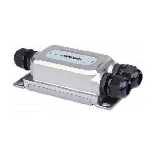 Intellinet 2-Port Outdoor Vandalproof Gigabit PoE++ Extender Two 30 W Ports Extends PoE up to 100 m (328 ft.) 60 W Power Budget IEEE 802.3bt (4PPoE) Compliant IP67 Waterproof IK10-rated Metal Housing