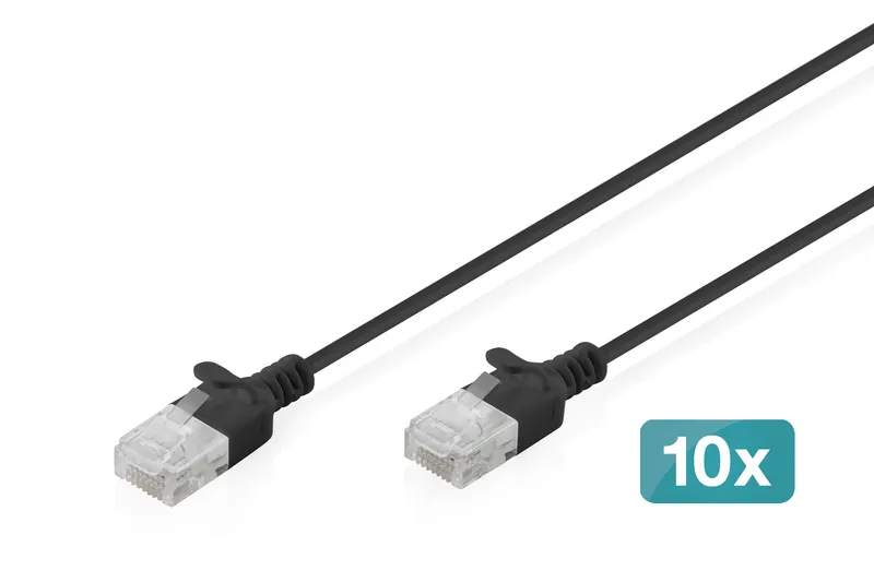 Digitus CAT 6 U-UTP Slim patch cable. 1.5 m. black. 10 pieces