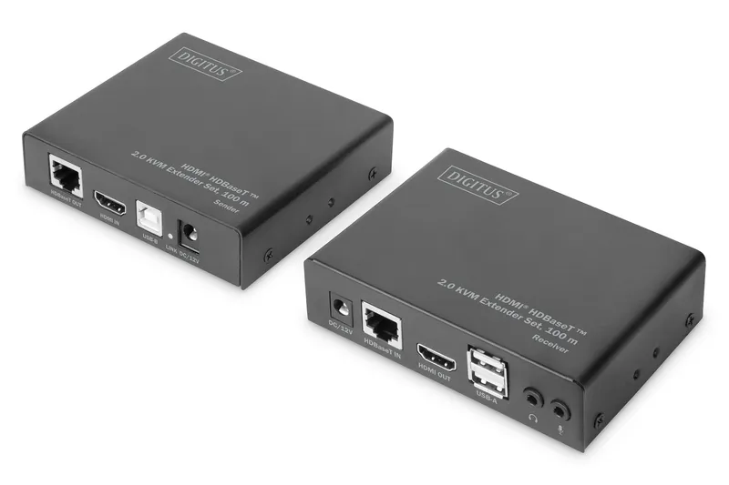 Digitus 4K HDMI HDBaseT™ 2.0 KVM extender set. 100 m