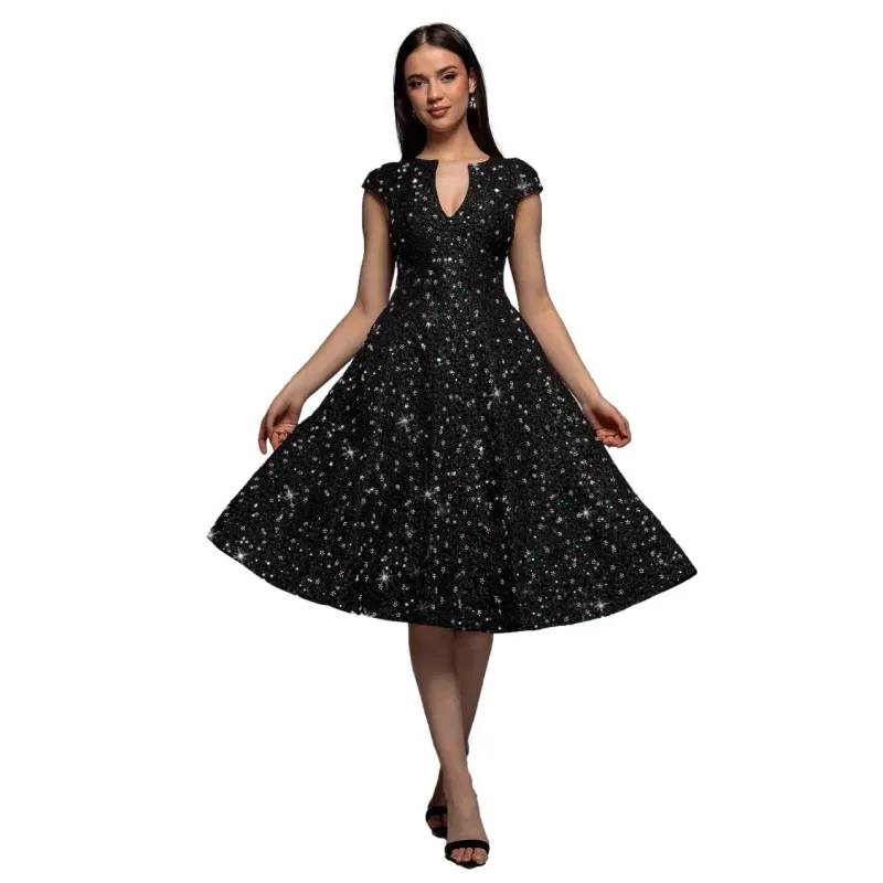 Women's Jacquard A-Line Dress Goddiva Midi