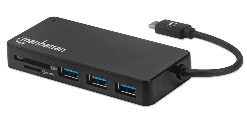 Manhattan USB-C Dock/Hub with Card Reader. Ports (x3): USB-A (x3). 5 G