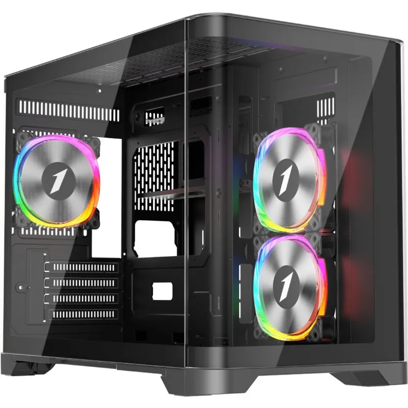 1stPlayer 1st Player UV6 Micro ATX Black Case with 3 RGB Fans