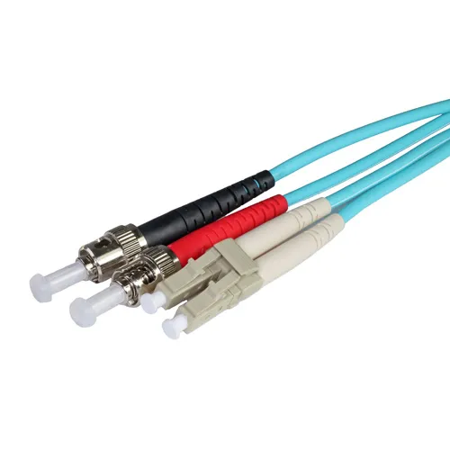 Cablenet 15m OM3 50/125 LC-ST Duplex Aqua LSOH Fibre Patch Lead