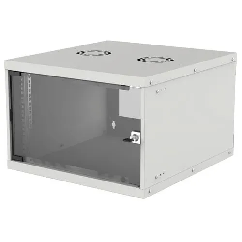 Intellinet 19" Network Cabinet - Wall Mount (Basic) 6U 560mm Deep Grey Flatpack Max 50kg Usable Depth 500mm Glass Door Rack Parts for wall installation (eg screws and rawl plugs) not included