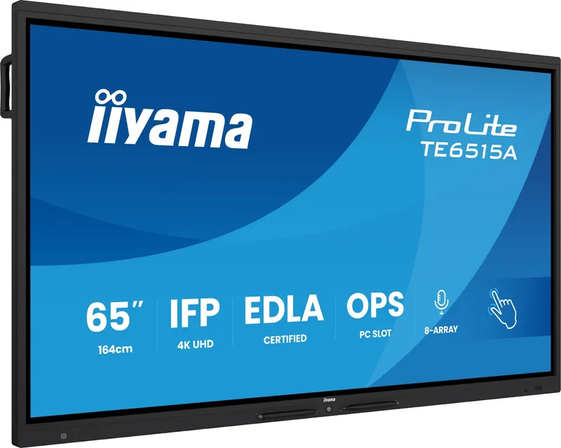 iiyama TE6515A-B1AG Signage Display Interactive flat panel 163.8 cm (64.5") Wi-Fi 550 cd/m 4K Ultra HD Black Touchscreen Built-in processor Android