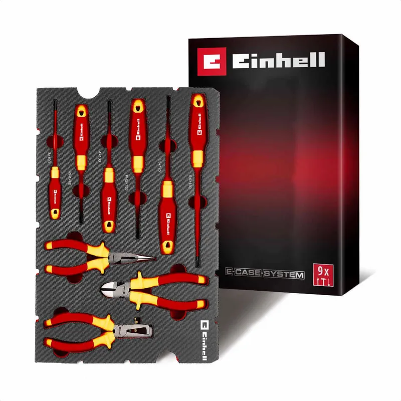 Einhell 9 Piece VDE Insulated Hand Tool Kit in Foam Tray for E Case