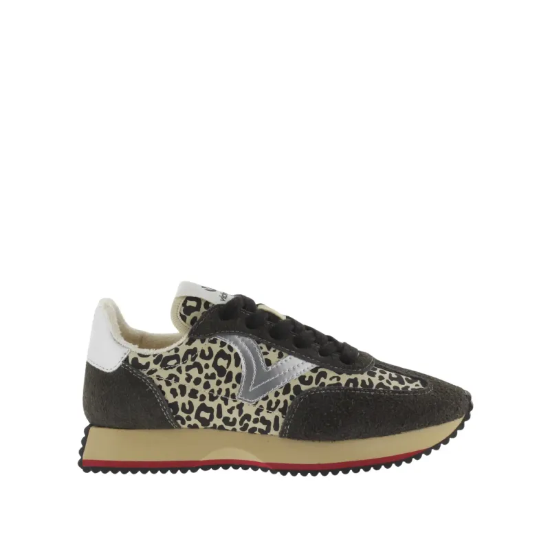 Animal print nylon and split leather sneakers for women Victoria Cosmos