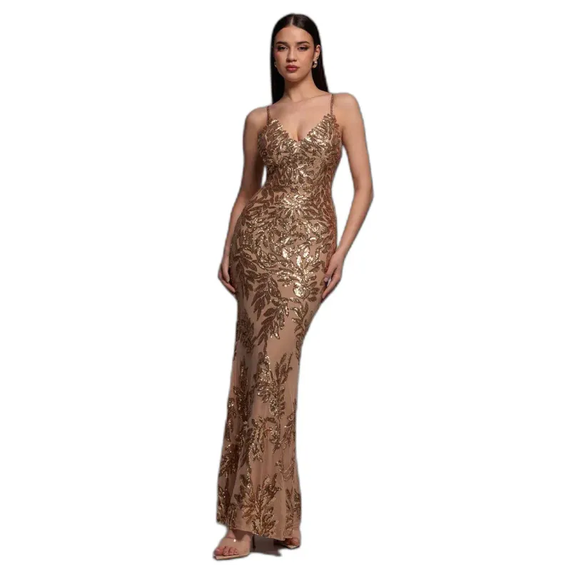 Long Cross-Back Strap Dress Women Goddiva