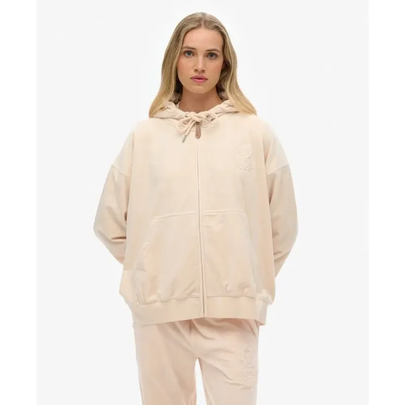Women's zip-up velvet hoodie Superdry Country Club