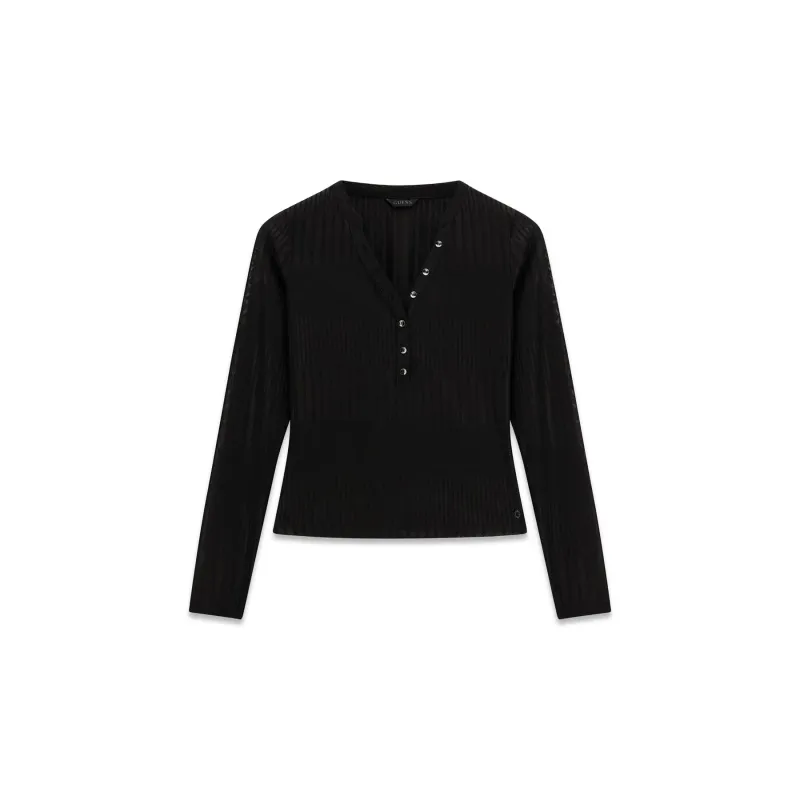 Long Sleeve Knit T-Shirt Women Guess