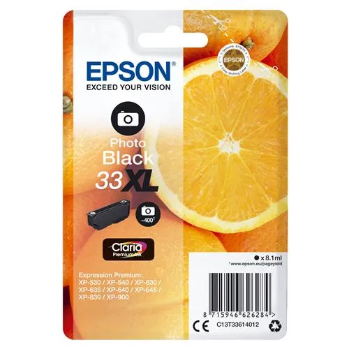 Epson Oranges 33XL Claria Premium Single Photo Black Ink