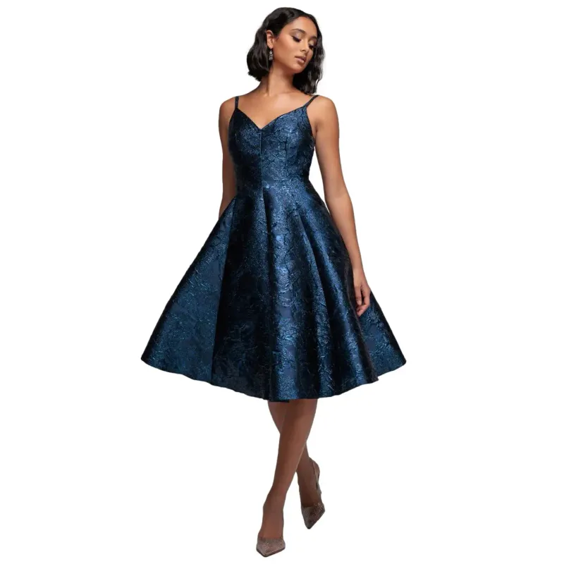 Pleated dress for women Goddiva A-line Midi