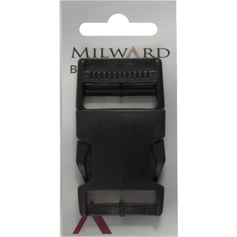 Milward Carded Buttons Plastic Buckle Black 25mm Pack of 1