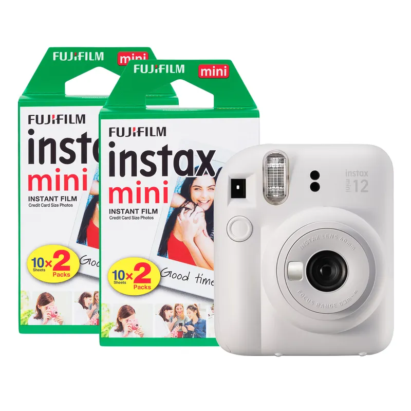 Fujifilm Instax Mini 12 Instant Camera - Clay White - Camera & 40 Shot Pack
