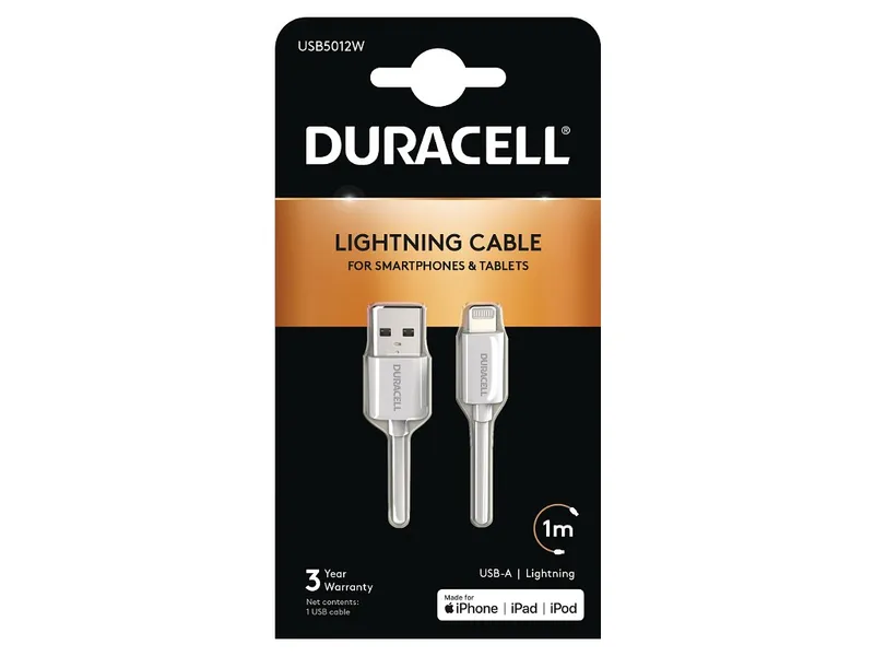 Duracell Sync/Charge Cable 1 Metre White