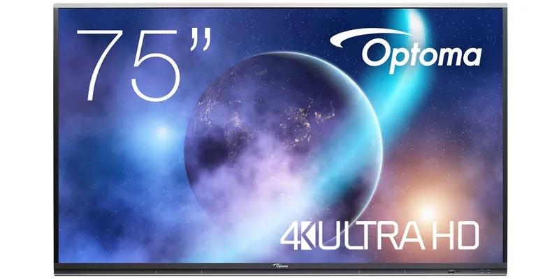 Optoma 5752RK+ Interactive flat panel 190.5 cm (75") LED 400 cd/m 4K Ultra HD Black Touchscreen Built-in processor Android 11