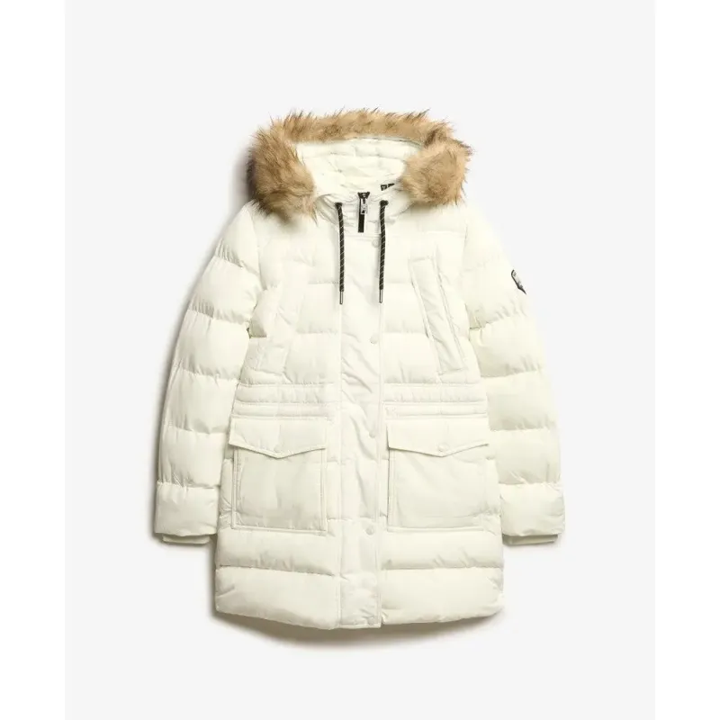 Mid-length women's faux fur puffer jacket Superdry