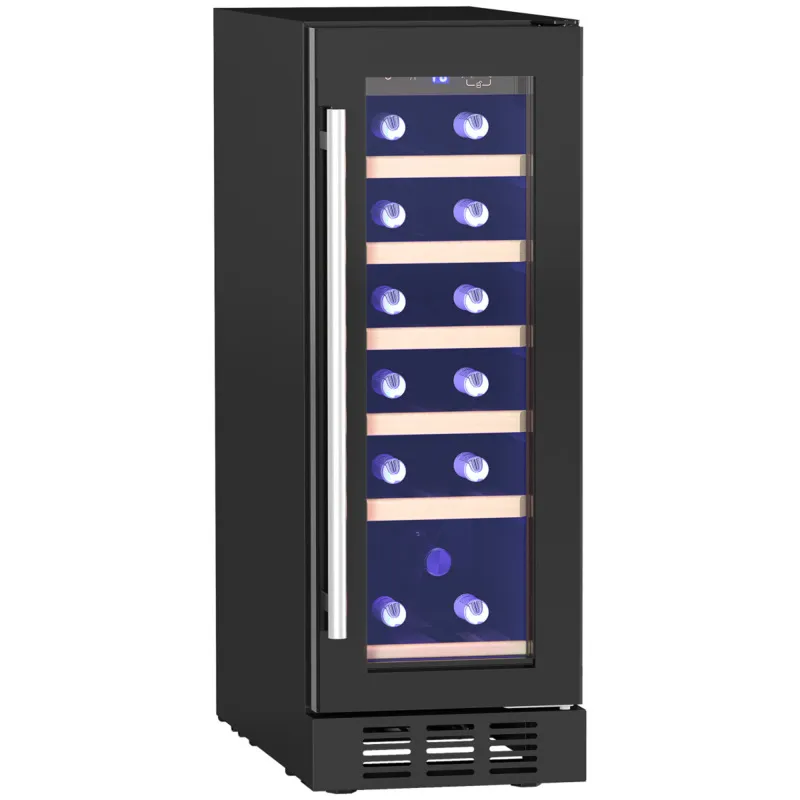 Homcom Freestanding / Built-in Wine Cooler Fridge, 19 Bottle, Black