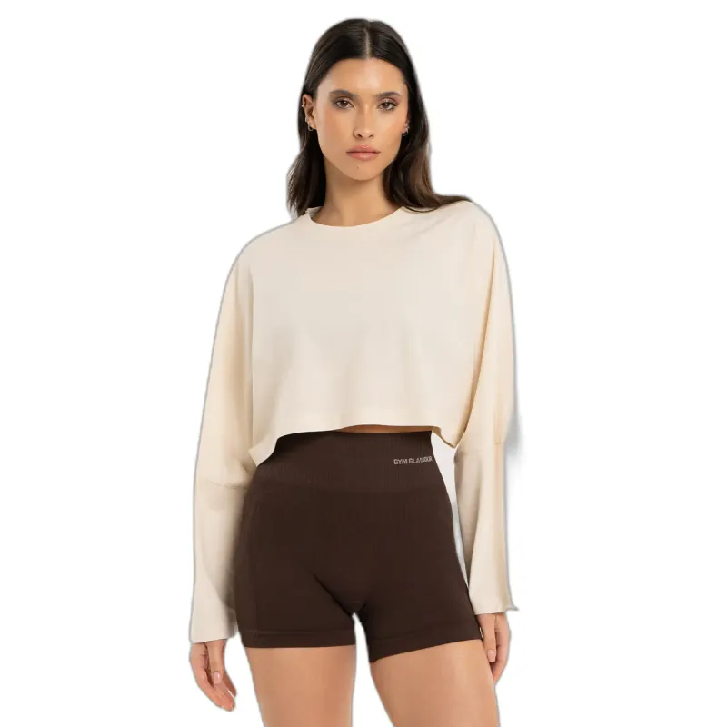 Women's long-sleeved crop T-shirt Gym Glamour
