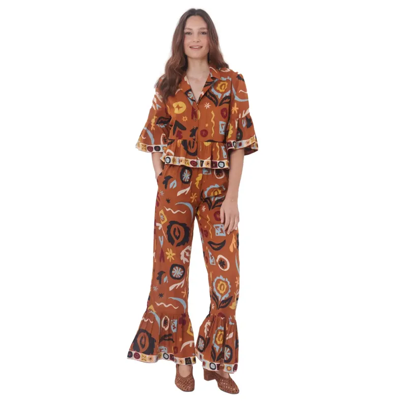 Bohemian Flared Trousers Women Derhy Papyrus