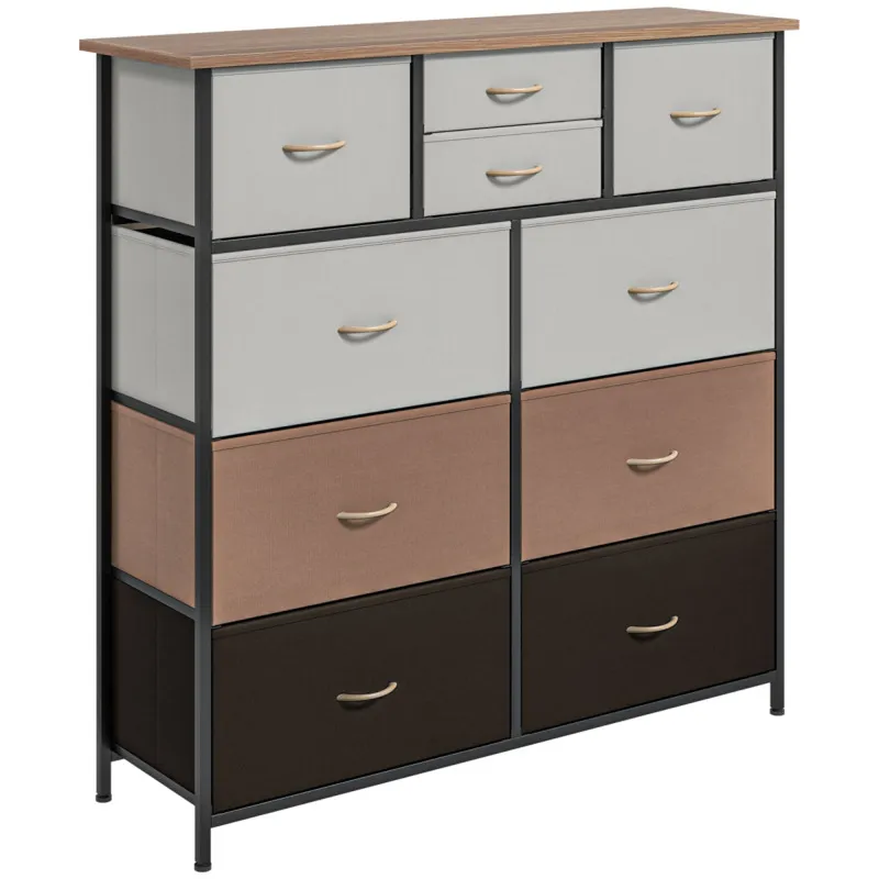 Homcom Bedroom Chest Of Drawers Fabric Dresser W/ Foldable Drawers Multicolour