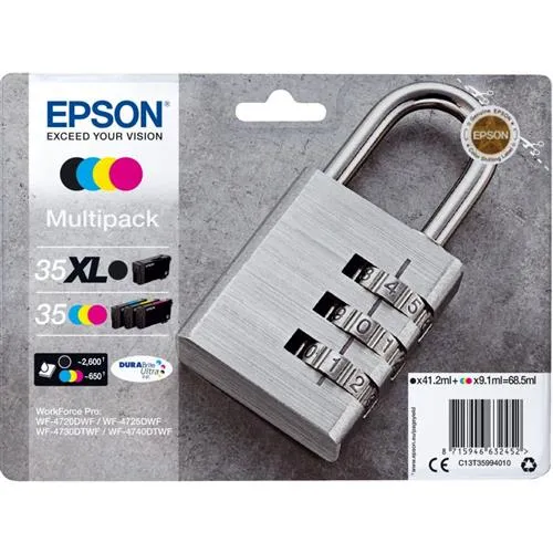Epson Padlock Multipack 4-colours 35 XL Black/Std. CMY DURABrite Ultra Ink