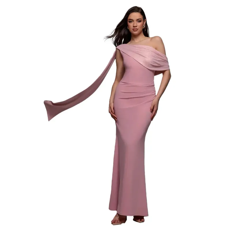 Asymmetrical Lurex Dress Women Goddiva Maxi