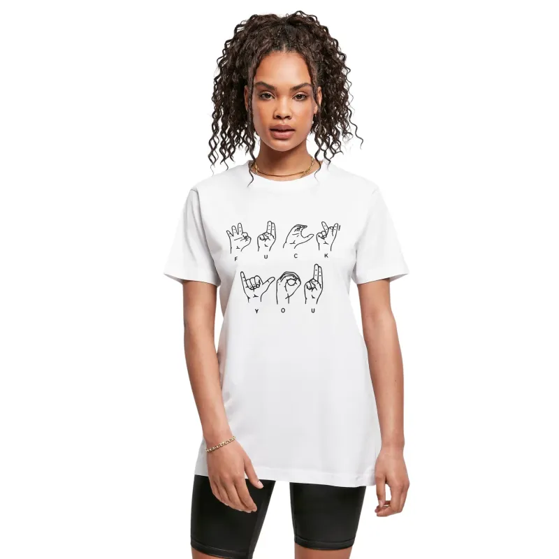 Women's T-shirt Mister Tee FU Sign Language