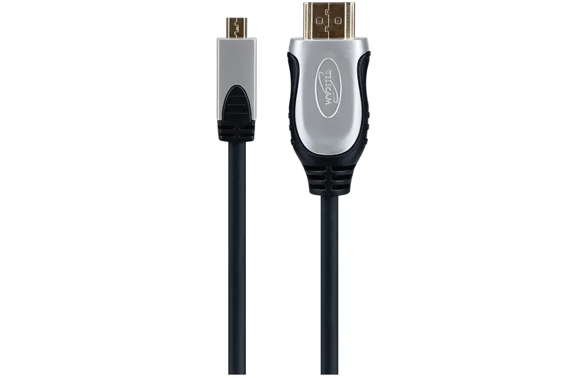 Maplin HDMI-A to Micro HDMI-D 4K Ultra HD 30Hz Cable with Ethernet & Gold Connectors - Black, 3m