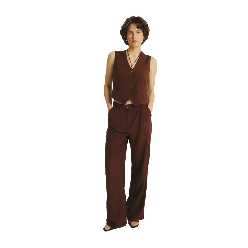 Women's Wide Linen and Viscose Trousers Greenpoint