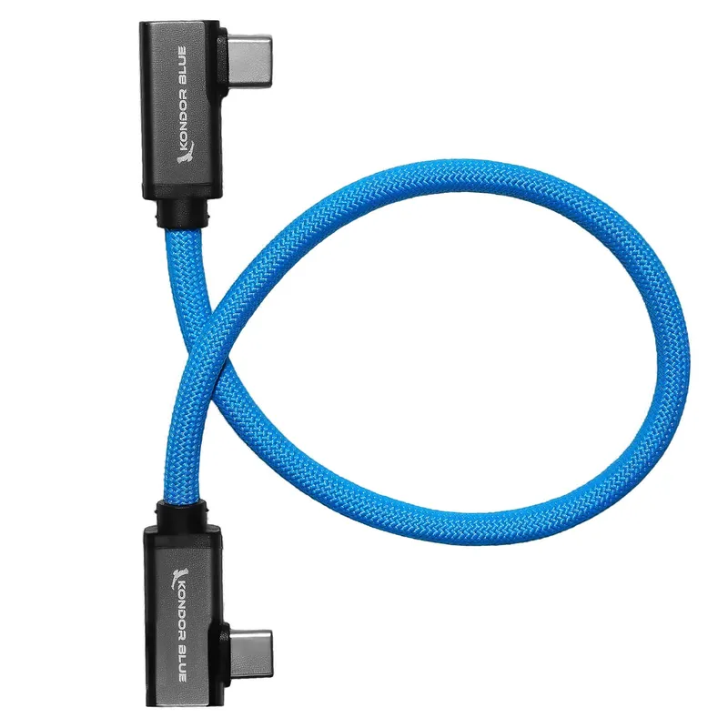 Kondor Blue Dual Right Angle 12" USB cable USB 3.2 Gen 2 (3.1 Gen 2) 0.3 m USB C 10 Gbit/s 100 W Black Blue