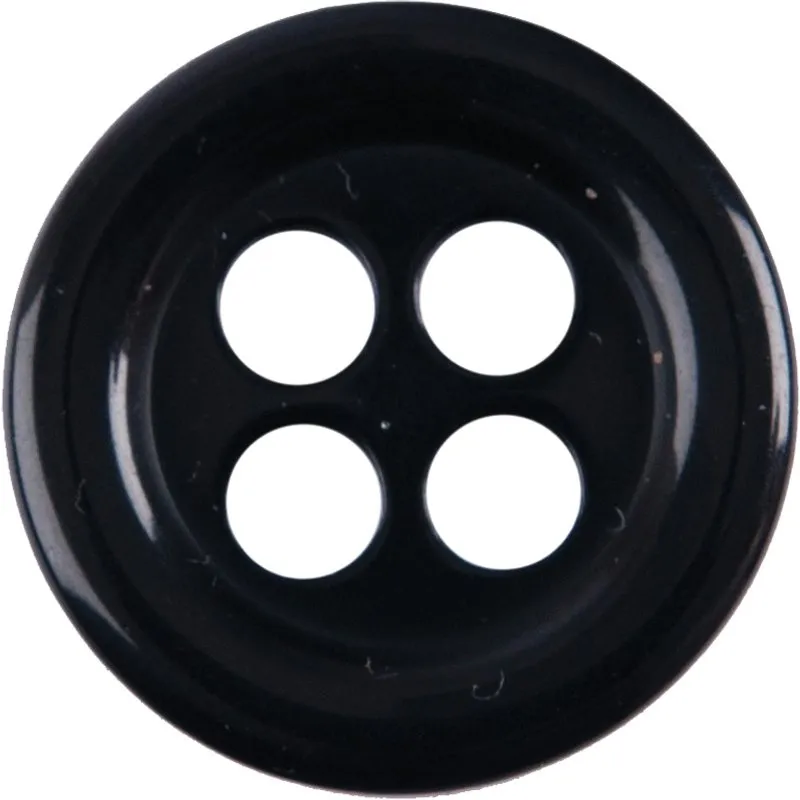 Milward Carded Buttons Round Shiny 4 Hole Black 27mm Pack of 2