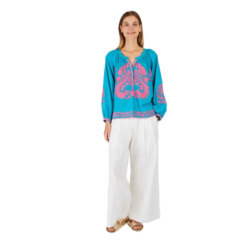 Embroidered Long Sleeve Blouse Women's Derhy Barbades