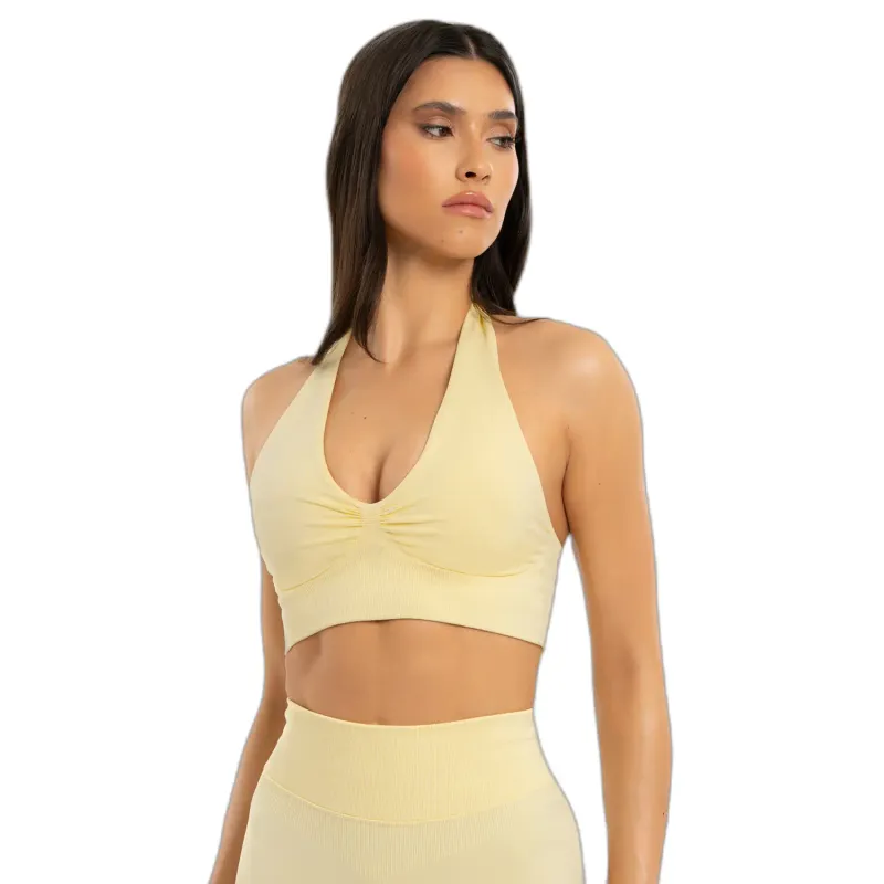 halter Sports bra Gym Glamour Seamless open back