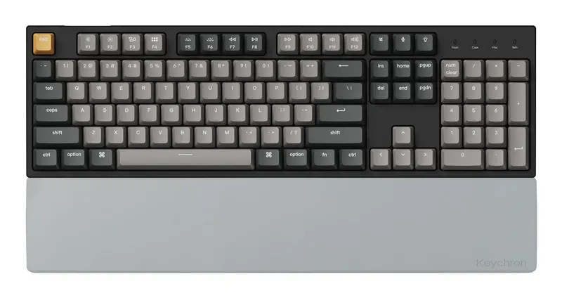 Keychron PR68. Product colour: Grey Material: Silicone Compatibility: K10 / K10 Version 2 / C2 / C2 Pro. Width: 435 mm Depth: 79.5 mm Height: 18 mm. Quantity per pack: 1 pc(s)