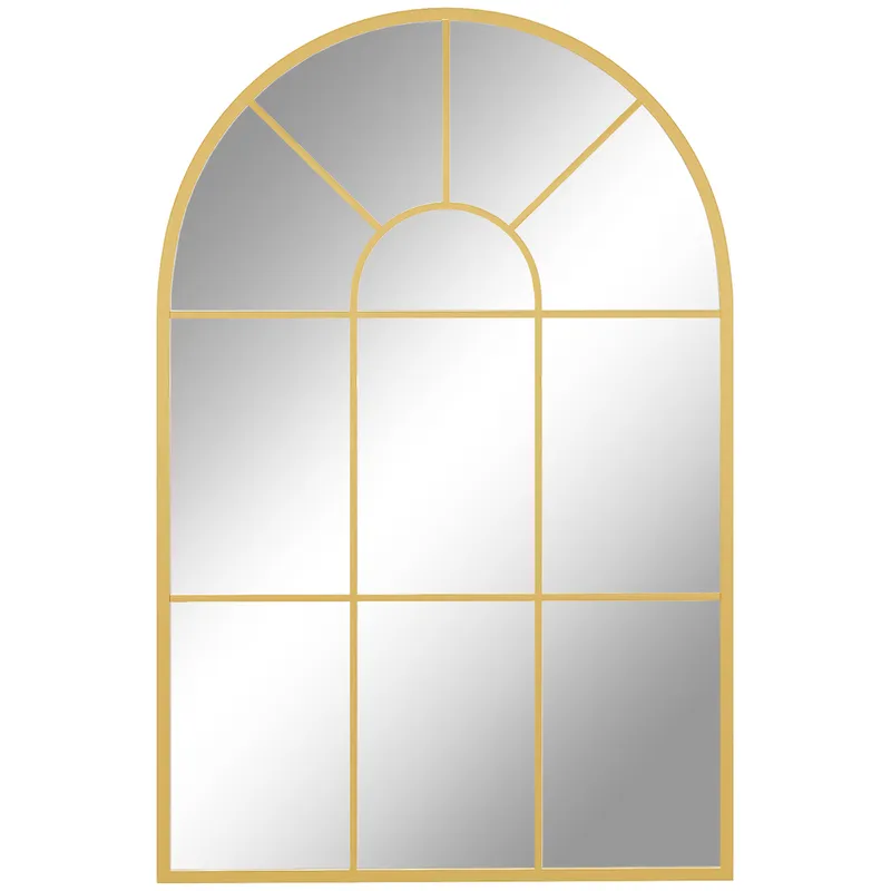 Homcom Modern Arched Window Wall Mirror For Bedroom, 91x60cm, Gold Tone